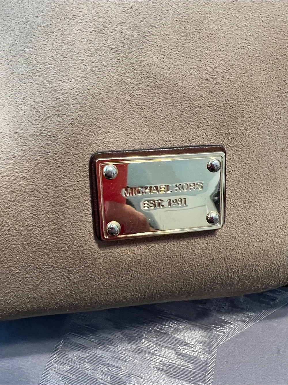 Michael Kors Tan Suede and Brown Leather Hobo Shoulder Bag